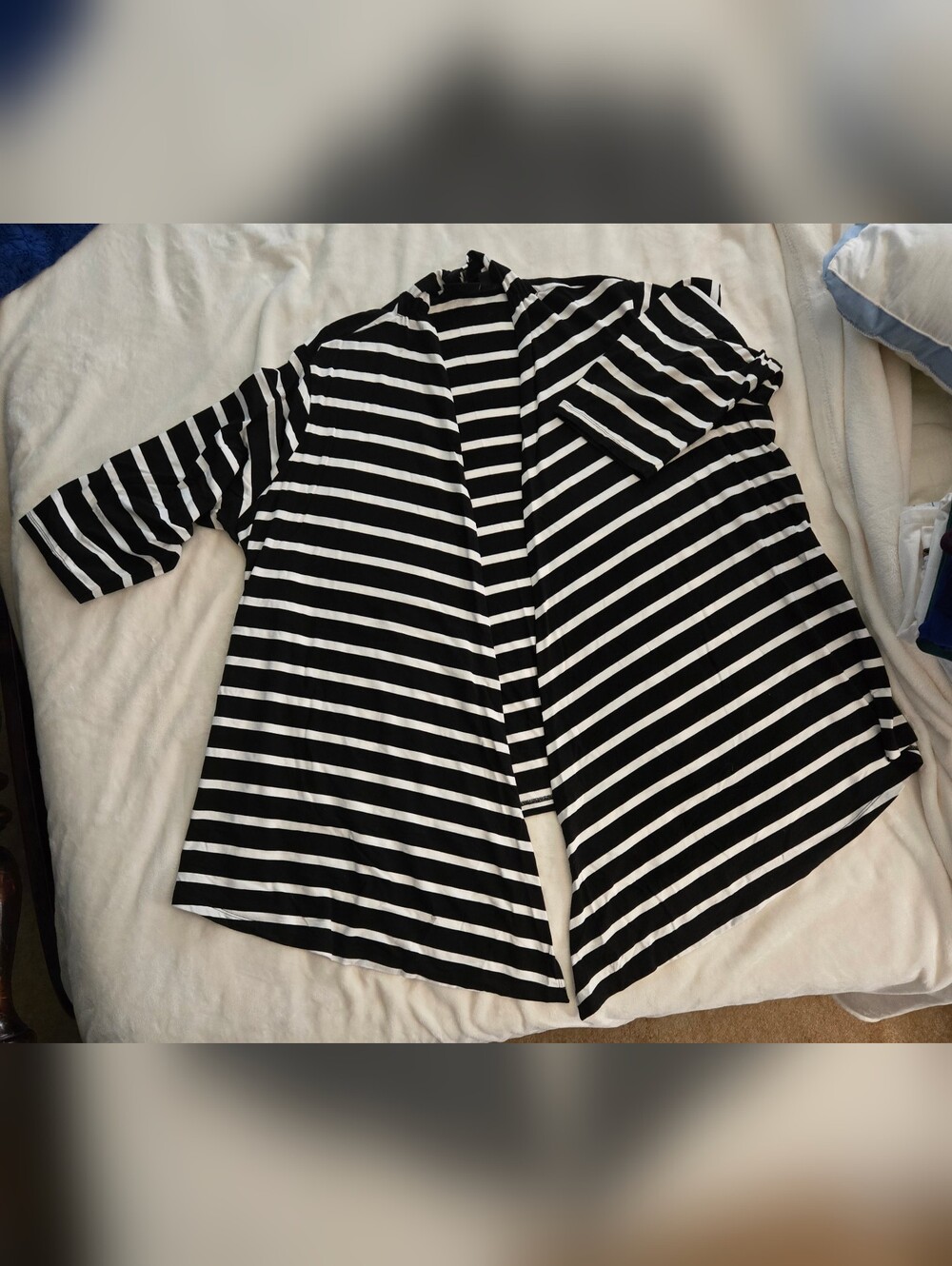 Susan Graver Black and White Striped Cardigan